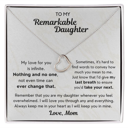 (Out of Stock) Daughter from Mom - My Last Breath - Delicate Heart Necklace