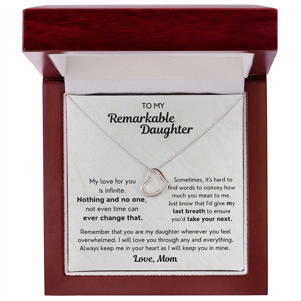 (Out of Stock) Daughter from Mom - My Last Breath - Delicate Heart Necklace